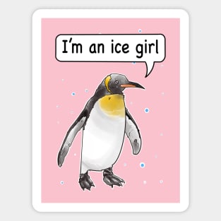 Im an ice girl, funny penguin pun Magnet